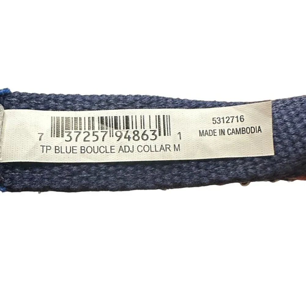 Top Paw Tweed Adjustable Boucle Dog Collar Size XS X-Small Blue‎ Purple Brass